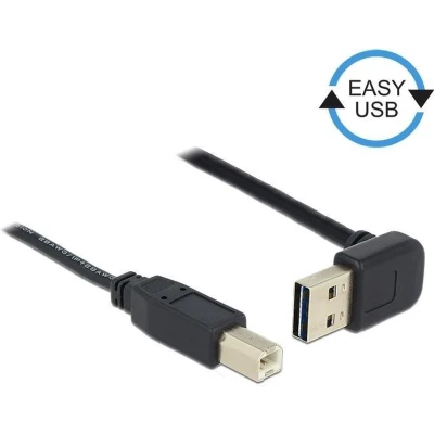 Afbeelding van Easy USB A haaks (boven/beneden) naar B kabel USB2.0 tot 2A / zwart 0,50 meter