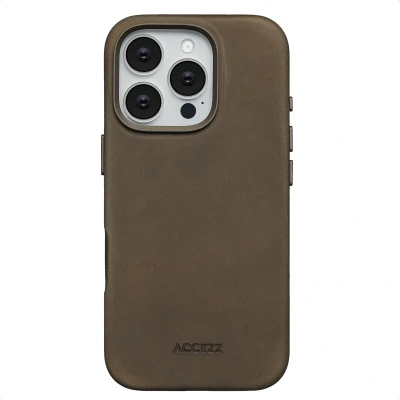 Afbeelding van Accezz Hoesje geschikt voor iPhone 16 Pro Vintage Leather MagSafe Backcover Rustic Brown