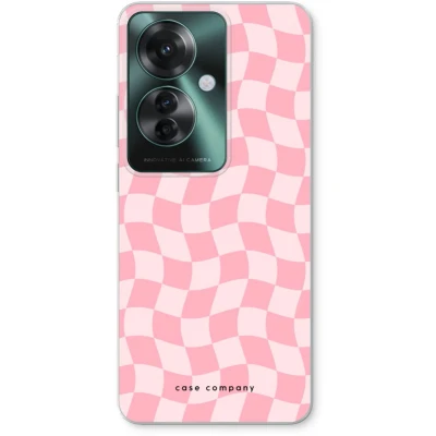 Afbeelding van Case Company® hoesje geschikt voor Oppo Reno 11 F Grid Roos Soft Cover Telefoonhoesje Bescherming aan alle Kanten en Schermrand