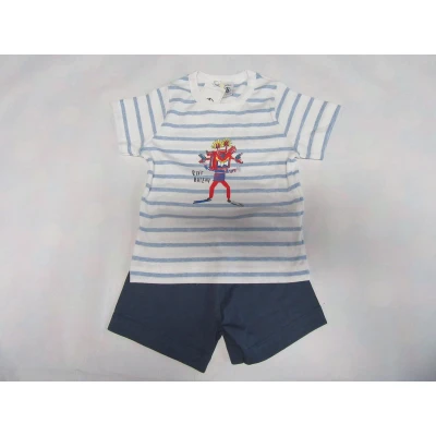 Afbeelding van Petit Bateau Zomer pyjama Jongen Blauw/ robot 6 jaar 116