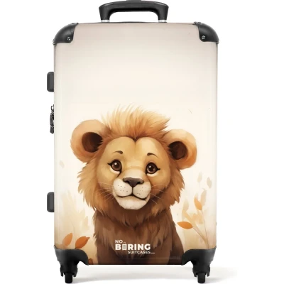 Afbeelding van NoBoringSuitcases.com Grote koffer Kinderkoffer leeuw geschikt voor jongens en meisjes Reiskoffer met 4 wielen Trolley op wieltjes 60 liter Rolkoffer groot kinderen Ruimbagage valies 20kg Reisbagage middelgroot Luggage suitcase large