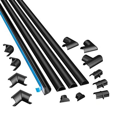 Afbeelding van D Line 3015KIT002 4 meter zelfklevend kabelgootset, zelfklevende kabelafwerking, elektrisch netjes wegwerken kabelmanagement, populaire kabelbeheeroplossing, 4x1 lengtes en accessoires, zwart 30 mm (B) x 15 (H)