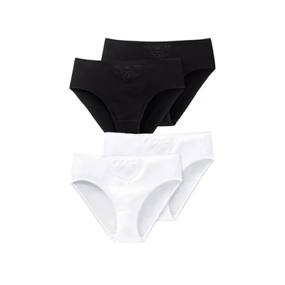 Afbeelding van Schiesser 4PACK Essentials Slip schwarzweiss, Dames, Maat: 40, Schwarz weiss