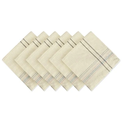 Afbeelding van DII Franse Streep Tafelblad Collectie Boerderij Stijl Eettafel Linnen Servet Set, 20x20, Taupe/Grijs, 6 Stuk
