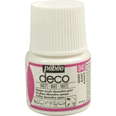 Afbeelding van Verf wit acryl mat dekkend 45 ml déco Pébéo