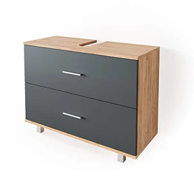 Afbeelding van Vicco Wastafelonderkast Ilias, Antraciet/gouden eik, 80 x 60.8 cm