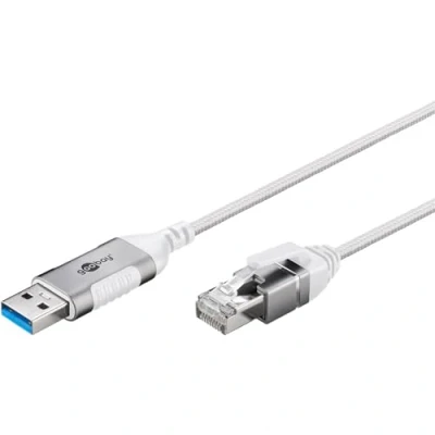 Afbeelding van Goobay USB A naar RJ45 LAN kabel Slimline USB3.0 CAT6 wit 2 meter