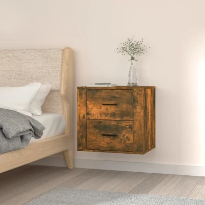 Afbeelding van Nachtkastje wandgemonteerd 50x36x47 cm gerookt eikenkleurig