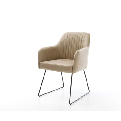 Afbeelding van Armleunstoel Greg Flex slipframe zwart beige vintage