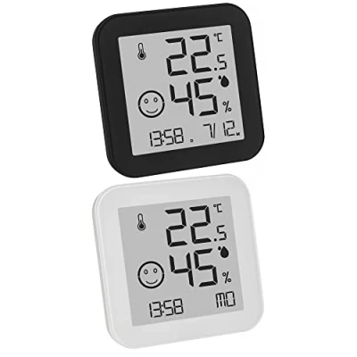 Afbeelding van TFA Dostmann digitale thermo hygrometer met comfortzone Black &amp; White 30.5054 E Ink display, contrasterend en niet verblindend (set van 2, zwart + wit)