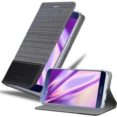 Afbeelding van Cadorabo Hoesje geschikt voor Honor V9 in GRIJS ZWART Beschermhoes met magnetische sluiting, standfunctie en kaartvakje Book Case Cover Etui