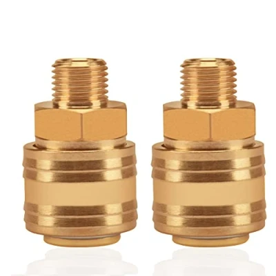Afbeelding van 2 delige persluchtkoppeling interne plug 1/4 &quot;buitendraad messing mannelijk inch koppelingsstekker koppelingsbus slangconnector klepbus schroefdraad connector