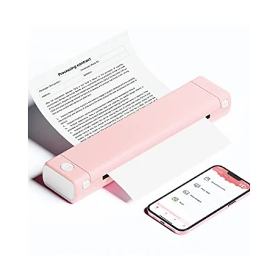 Afbeelding van Phomemo M08F Thermal Printer Draagbare Draadloze A4 Mobiele Printers voor Thuisgebruik Kantoor, Bluetooth Inkless Compatibel met Laptops &amp; Smartphone,Roze