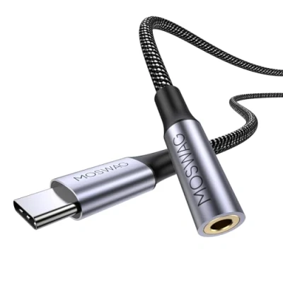 Afbeelding van MOSWAG USB Type C naar 3,5 mm hoofdtelefoonaansluitingadapter, audioadapter Aux sleutelkabel voor Samsung Galaxy S21 S20 Ultra + Note 20 S10 S9 Plus, Pixel 4 3 2 XL