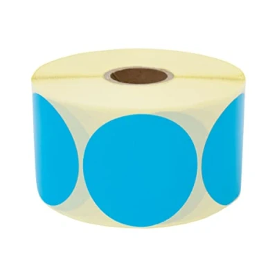 Afbeelding van Prolac Markeringspunten 1000 stuks kleurrijke kleefpunten op rol, 50 x mm blauw, zelfklevende stippen, ronde stickers, perfect voor etikettering kantoor, stickers rond