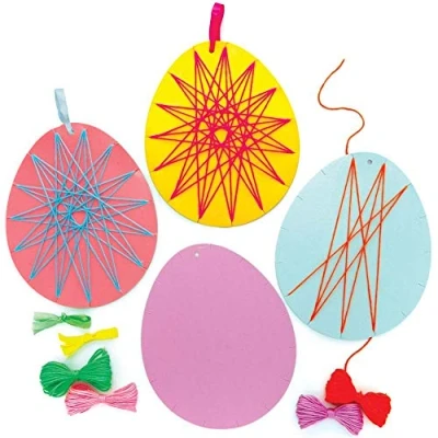 Afbeelding van Baker Ross AX781 Paaseiwevende kits Pack van 8, introductie naaien voor beginners en kinderen kunst knutselprojecten