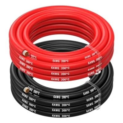Afbeelding van MMOBIEL 6 AWG Siliconen Elektrische Draad Gauge (13,3mm²) Vertinde Koperkabel 2 Aparte Draden Rood &amp; Zwart Elk 2,5 m voor Koelkasten, Airconditioners, Autobatterijen, Lasbatterijen