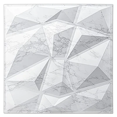 Afbeelding van Art3d 12 Stuks Decoratieve 3D Wandpanelen PVC Getextureerde Wandpaneel Tegels Waterdicht Muur Decoratie Muurpanelen Marmer Wit Diamant 50 x cm