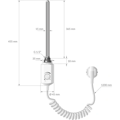 Afbeelding van ECD Germany Badkamerradiator elektrisch met verwarmingselement 500 x 1200 mm wit gebogen zijaansluiting handdoekverwarmer handdoekendroger 1200W