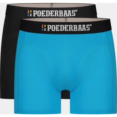 Afbeelding van Poederbaas Bamboo Boxershorts (2 pack) Zwart/Blauw Maat L Boxershort Heren Onderbroeken Bamboe