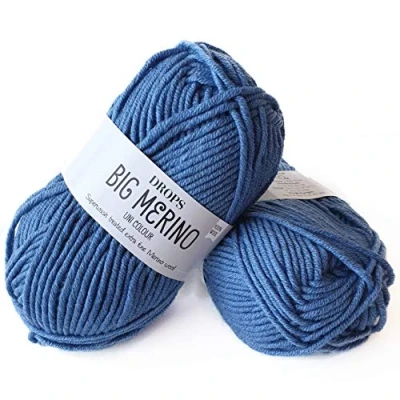 Afbeelding van DROPS Big Merino Uni Colour 07 denimblauw Wol Garen