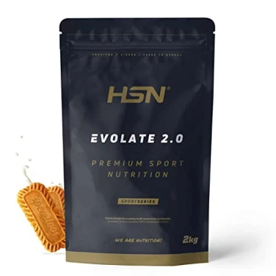 Afbeelding van HSN Evolate 2.0 weiproteïne isolaat, smaakspeculoos, 2 kg = 67 blikjes per verpakking, isolaten CFM + spijsverteringsenzymen, niet GMO, vegetarisch, gluten en sojavrij