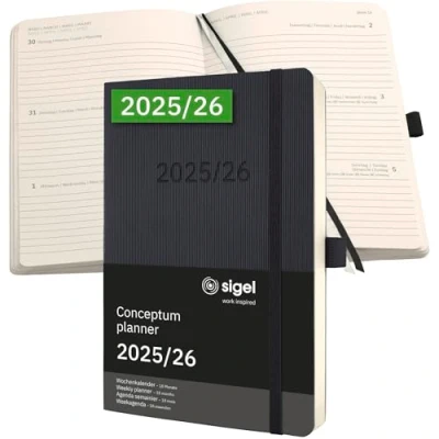 Afbeelding van SIGEL C2606 Wochenkalender Conceptum 2025/2026, ca. A5, , schwarz: Agenda Conceptum, Classic, Softcover
