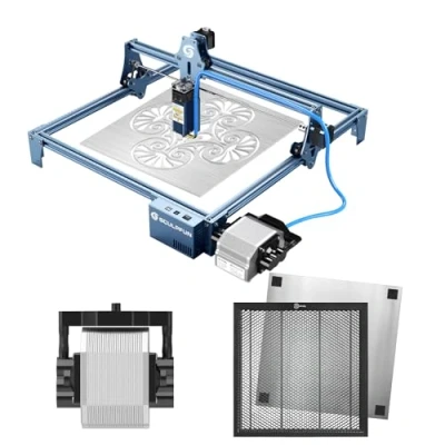 Afbeelding van SCULPFUN S9 Lasergraveermachine, met luchtassist, honingraattafel, lasersnijder 90 W effect, lasergraveermachine voor hout, metaal, oogbescherming, 0,08 mm laser fixfocus, 410 x 420 werkbereik