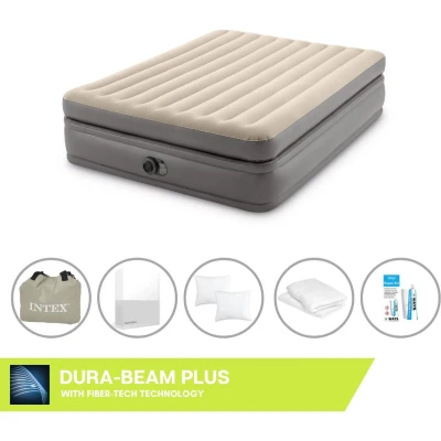 Afbeelding van Intex luchtbedset 2 Persoons 152 x 203 51 cm Grijs Met Ingebouwde pomp + Accessoires