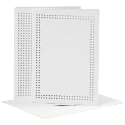 Afbeelding van Creotime borduurkaarten met enveloppen karton wit 6 stuks