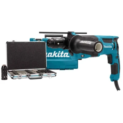 Afbeelding van Makita HR2630TX12 230 V Combihamer met verwisselbare boorkop, in koffer, 17 delige boor en beitelset aluminium koffer