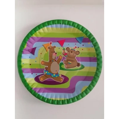 Afbeelding van ALMACENESADAN, 5121 verjaardagsfeestset, 8 kartonnen borden, 23 cm, beren 18 cm