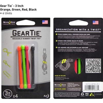 Afbeelding van Nite Ize Gear Tie 3&quot; Multicolor 4 Stuks