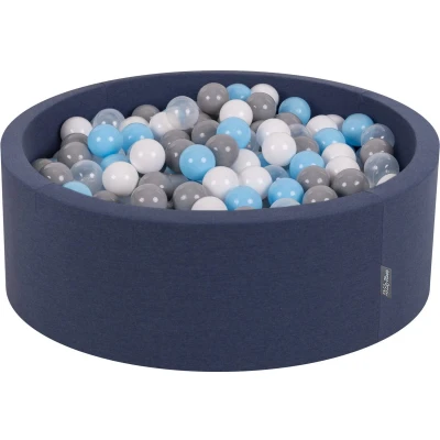 Afbeelding van KiddyMoon Schuim Ballenbak Voor Kinderen Met Ballen Ø 7 Cm Gemaakt In EU, Marineblauw:Grijs Wit Transparant Babyblue,90X30cm/200