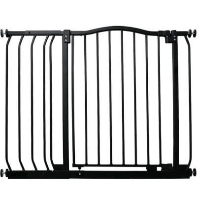 Afbeelding van Bettacare Hondenhekje met Gebogen Bovenkant Assortiment, 107cm 116cm (23 opties beschikbaar), Mat Zwart, Traphekje Zonder Boren voor Hond en Puppy, Hekje Huisdieren Honden, Eenvoudige Installatie