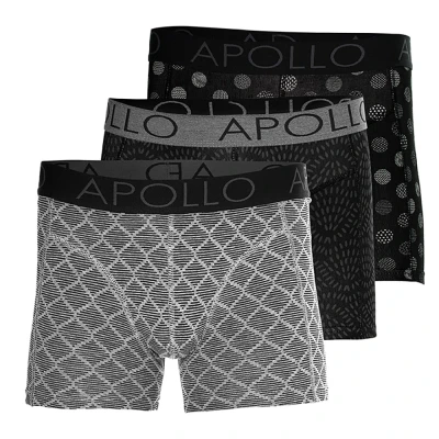 Afbeelding van 3 x Apollo Boxershort Black / Grey Print maat M