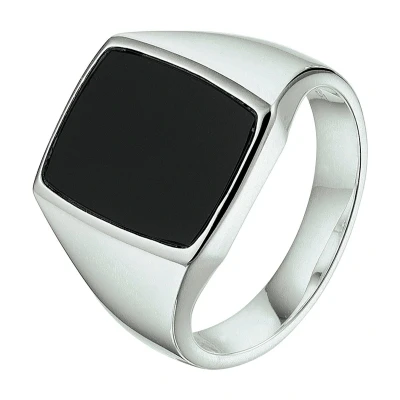 Afbeelding van Gerhodineerd Zilver Zegelring Massief Onyx 1337348