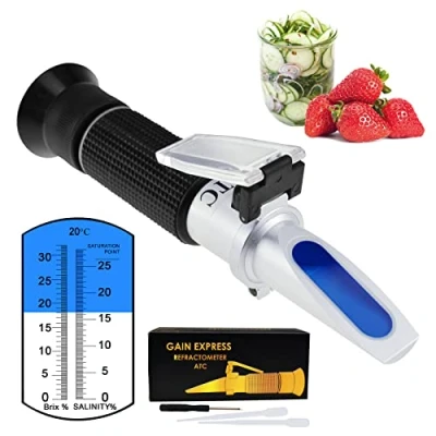 Afbeelding van 2 in 1 Brix Salinity Refractometer Dual Scale 0 32% &amp; 28% Zoutgehalte met ATC Natriumchloride Voedsel Zout Zeewater Pekel Biervruchten Snijvloeistof