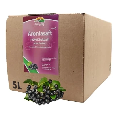 Afbeelding van Bleichhof Aroniasap 100% direct sap, veganistisch, zonder toegevoegde suiker, bag in box met tapsysteem (1 x 5 l sapbox)