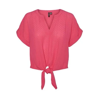 Afbeelding van VERO MODA Vmgabbi Ss Tie WVN Ga Top voor dames, Raspberry Sorbet, XS