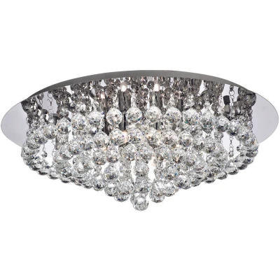 Afbeelding van Searchlight Plafondlamp Hanna chroom glazen kristallen bollen