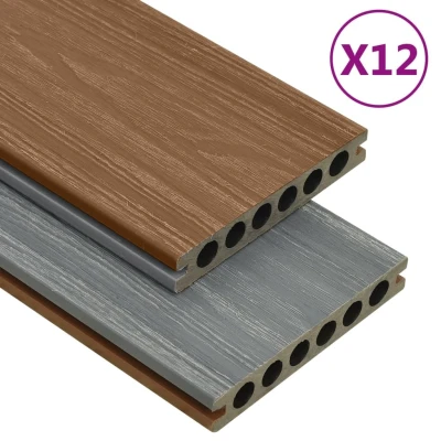 Afbeelding van Terrasplanken met accessoires 30 m² 4 m HKC bruin en grijs