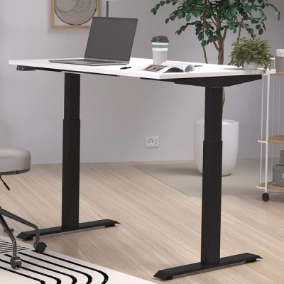 Afbeelding van Germania Jet 140 cm Wit / Zwart Elektrische Zit Sta Bureautafel
