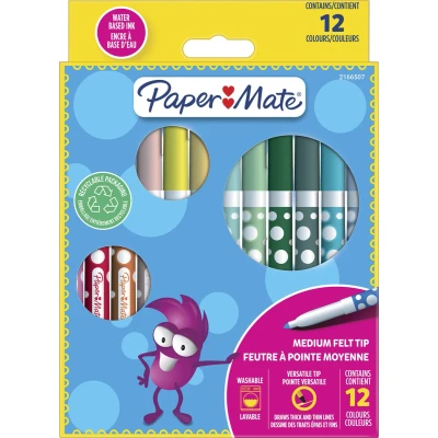 Afbeelding van Paper Mate uitwasbare viltstift, blister van 12 stuks viltstift