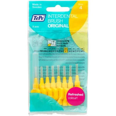 Afbeelding van 10x TePe Interdentale Ragers Original 0,7 mm Geel blister à 8 stuks