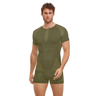 Afbeelding van FALKE Heren basislaag Shirt Warm Ronde Hals M S/S TS Functioneel materiaal Sneldrogend 1 stuk, Groen (Herb 7754) nieuw milieuvriendelijk,