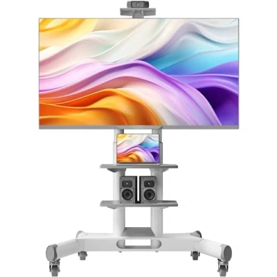 Afbeelding van ONKRON tv standaard voor 40 70 inch, universele met wielen, televisies tot 60,5 kg, houder VESA max. 600 x 400 mm, wit