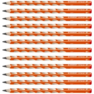 Afbeelding van STABILO, Potlood, Ergonomisch driehoekig potlood voor rechtshandigen EASYgraph in oranje verpakking van 12 (HB, 12 x)