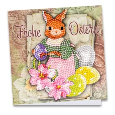Afbeelding van Diamond Painting wenskaart, 16 cm x cm, 370 g/m², inclusief stenen, envelop en gereedschap, vrolijk Pasen