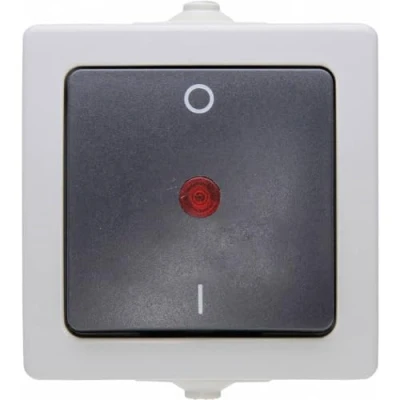 Afbeelding van Nautic Wip Controleschakelaar Verlichting 2 Polig IP44 Opbouw Antraciet / Wit